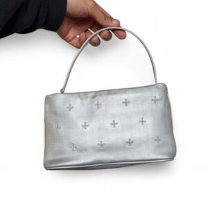 Silver mini bag with rhinestone embellishments